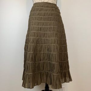 Charles Nolan Peasant Layered Skirt Brown Sz 4